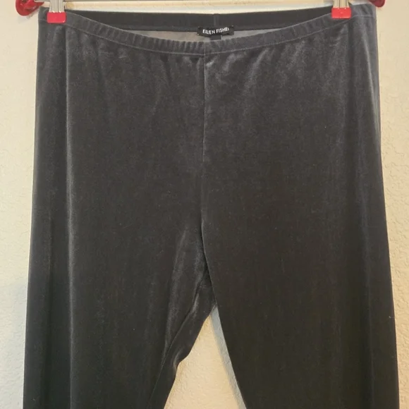 Eileen Fischer Stretch Velvet Knit Ankle Length Leggings Large Charcoal Gray - Picture 6 of 10